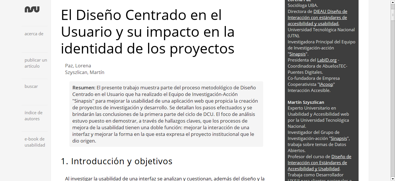 Paper publicado: El Diseño Centrado en el Usuario y su impacto en la identidad de los proyectos